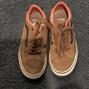 Vans brown, black, and white